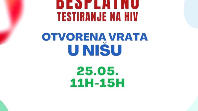 Besplatno, poverljivo i anonimno testiranje na HIV u subotu u Nišu