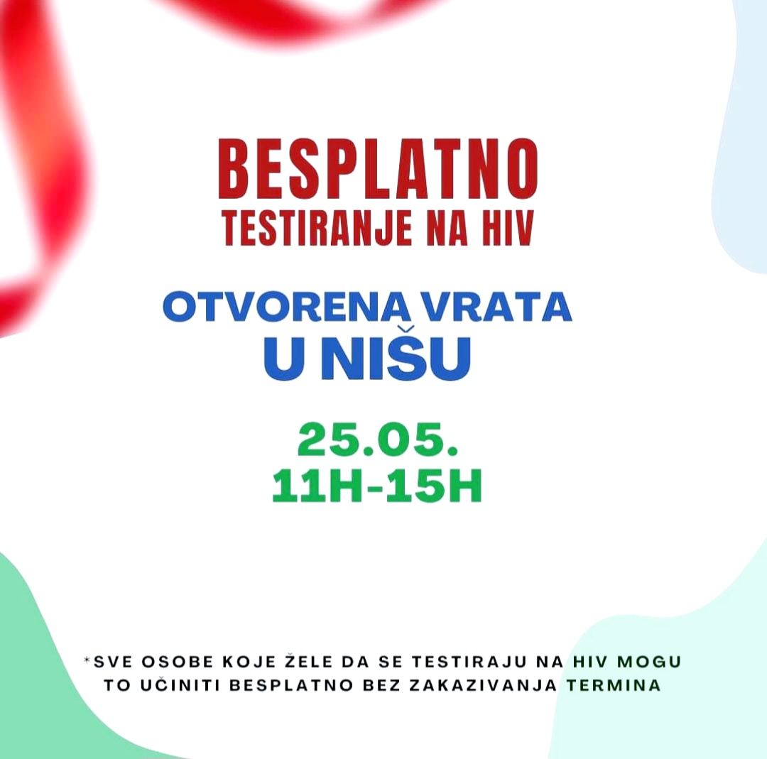 Besplatno, poverljivo i anonimno testiranje na HIV u subotu u Nišu