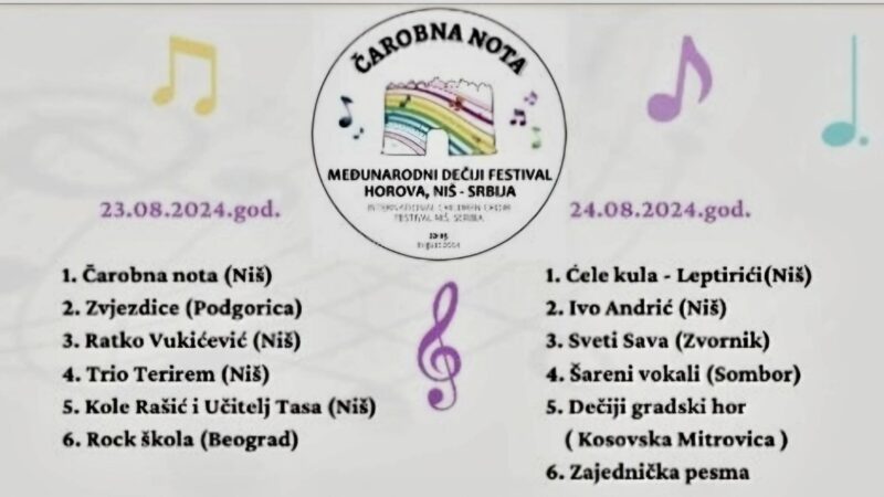 Večeras počinje prvi festival dečijih horova „Čarobna nota“