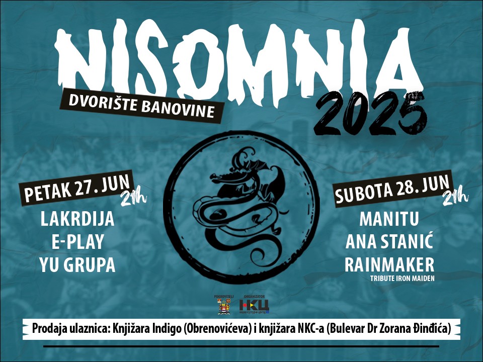 Nisomnija 2025: Dvodnevni rok festival u dvorištu Banovine 27. i 28. juna