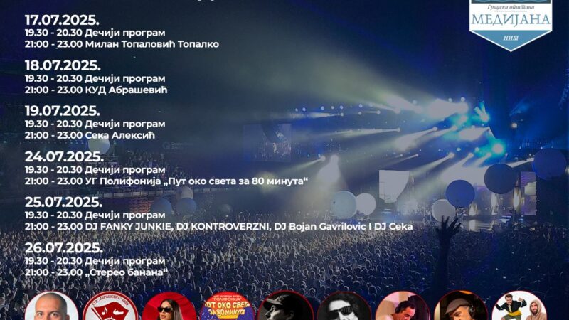 Medijana fest 2025: Koncerti, dečji programi i letnja zabava u parku Sveti Sava