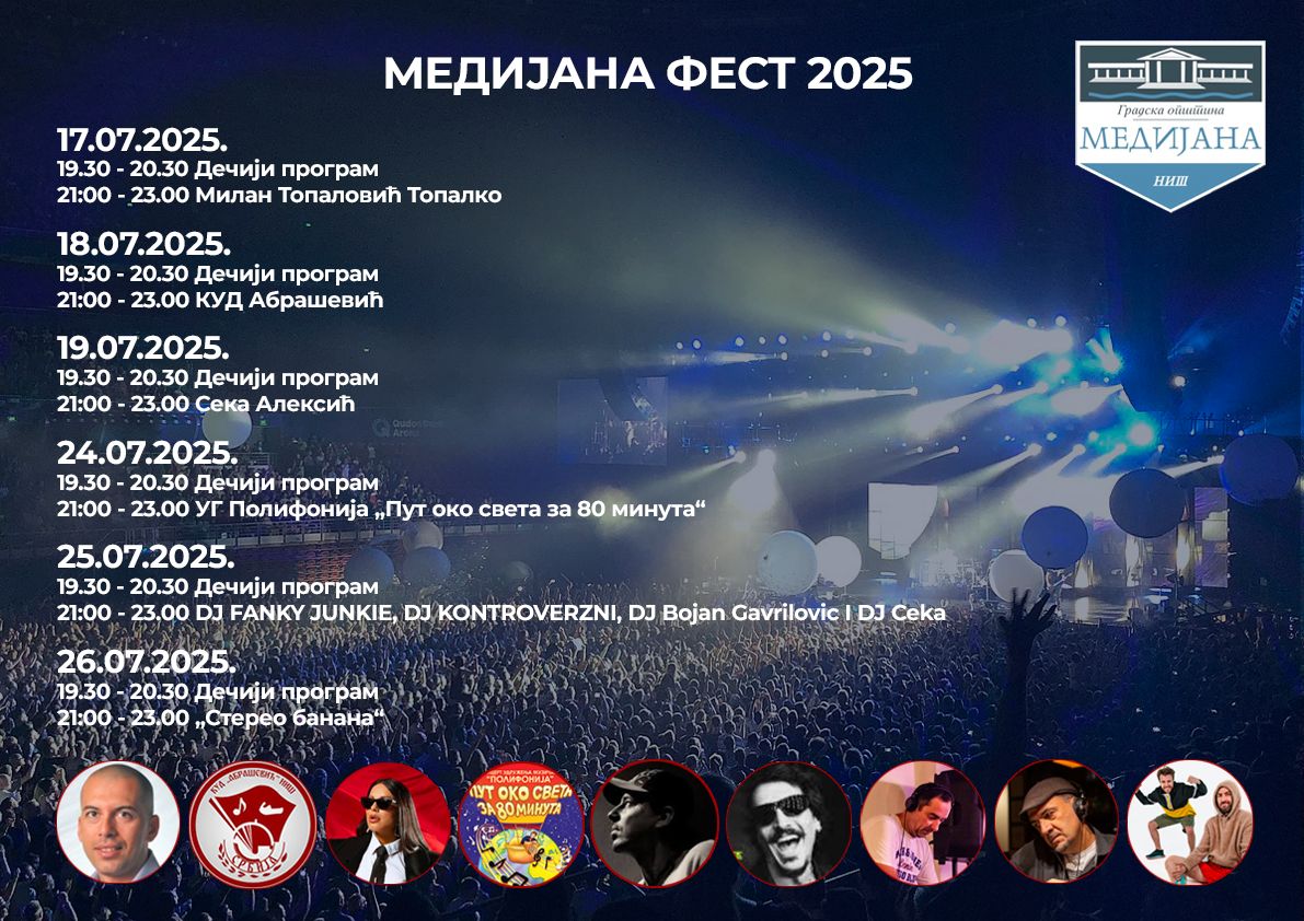 Medijana fest 2025: Koncerti, dečji programi i letnja zabava u parku Sveti Sava