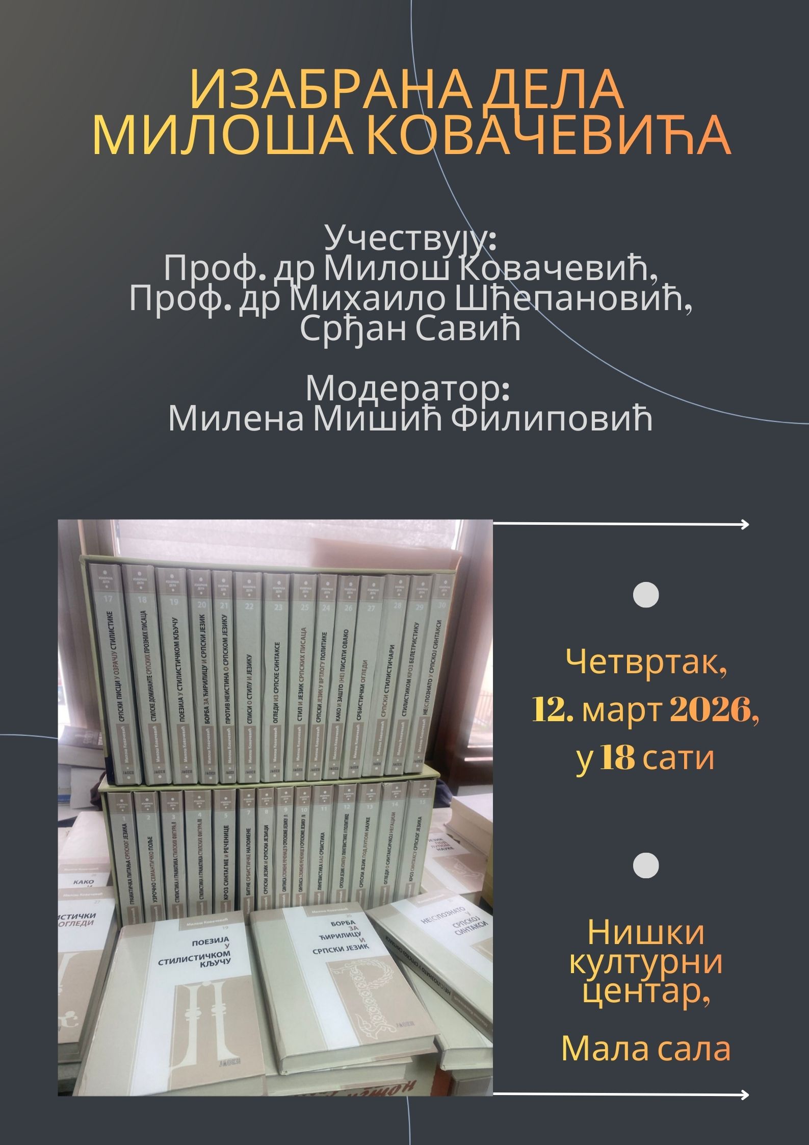 Predstavljanje edicije „Izabrana dela Miloša Kovačevića“ u Nišu